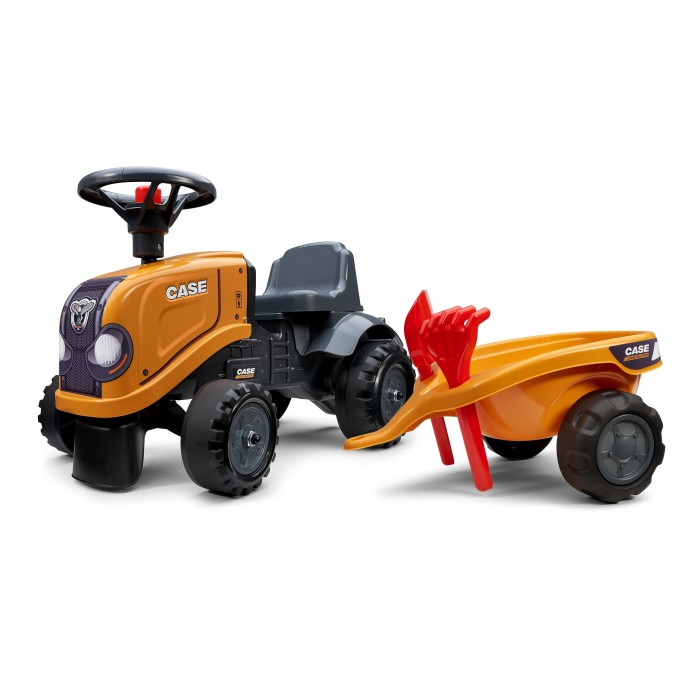 Falk Case CE Tractor with Trailer, Rake and Shovel, 2 Sets of Stickers, Ride-on and Push-along +1 Year FA297C