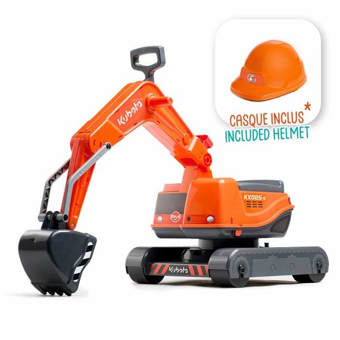 Ride-On Kubota KX080-4α2 Excavator with Helmet for Kids 3-7 Years