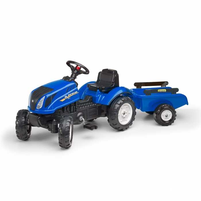 Falk New Holland T6 Pedal Tractor with Trailer and Opening Bonnet, Ride-on + 2 Years FA3080AB