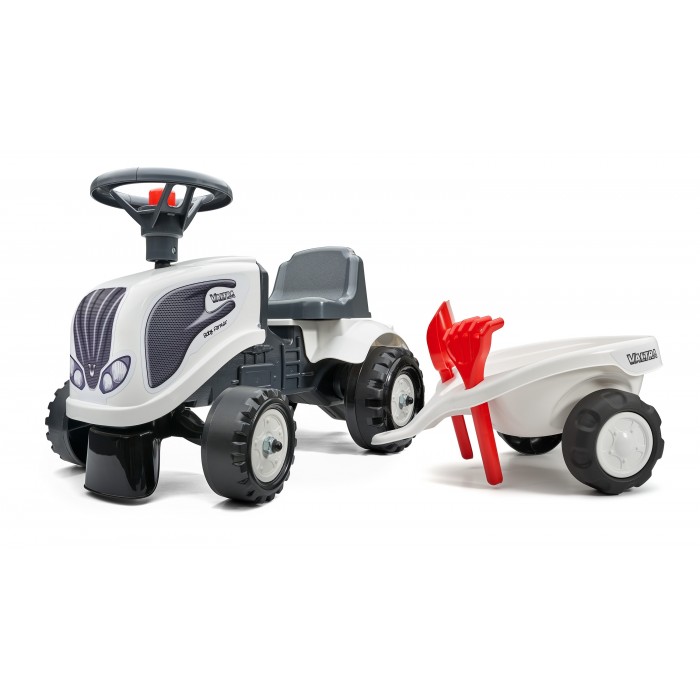 Valtra Baby Farmer Tractor with Trailer, Shovel and Rake, 2 Sets of Stickers, Ride-on and Push-along +1 Year FA240C